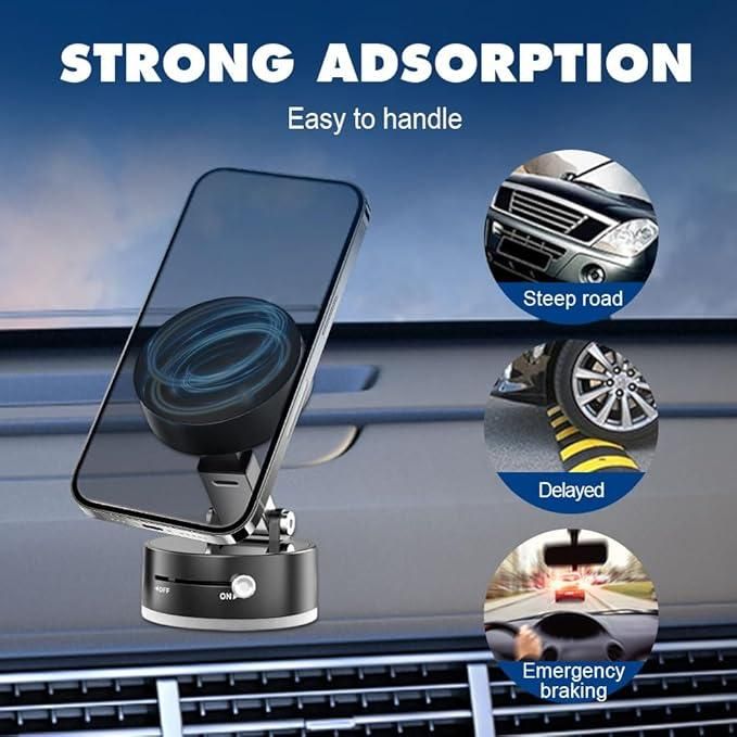 Vacuum Magnetic Suction Phone Holder – 360° Rotating Car & Desk Mount for All Smartphones