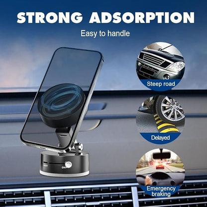 Vacuum Magnetic Suction Phone Holder – 360° Rotating Car & Desk Mount for All Smartphones