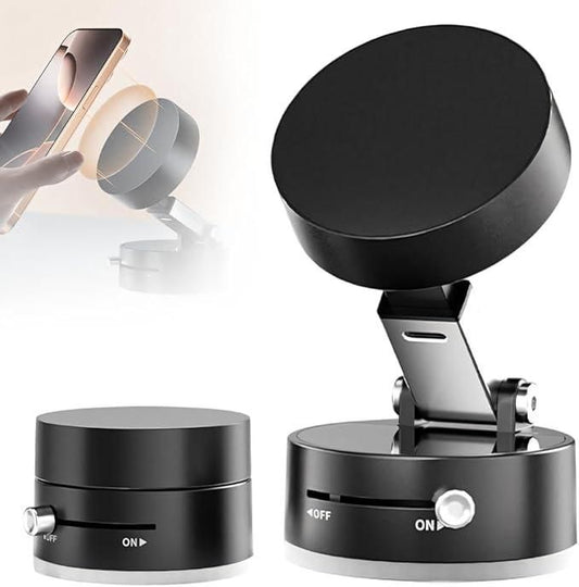 Vacuum Magnetic Suction Phone Holder – 360° Rotating Car & Desk Mount for All Smartphones